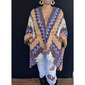 Autumn Cape/wrap with Sleeves and Pockets color psychedelic